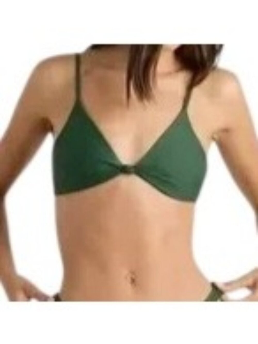 Quince Italian Knotted Triangle Bikini Top Palm Green Adjustable Straps Size M